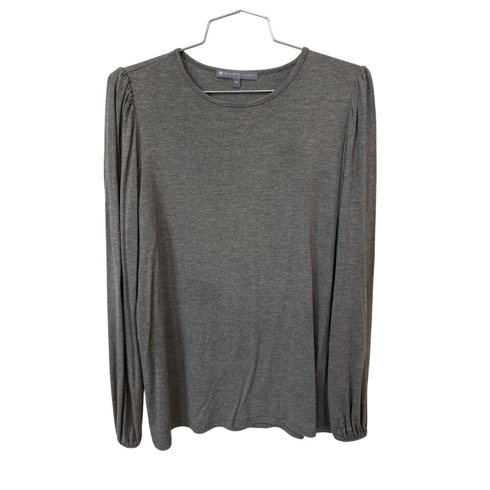 Elliott Lauren Long Sleeve Top Sz Medium Crewneck Charcoal Gray Rayon Essential